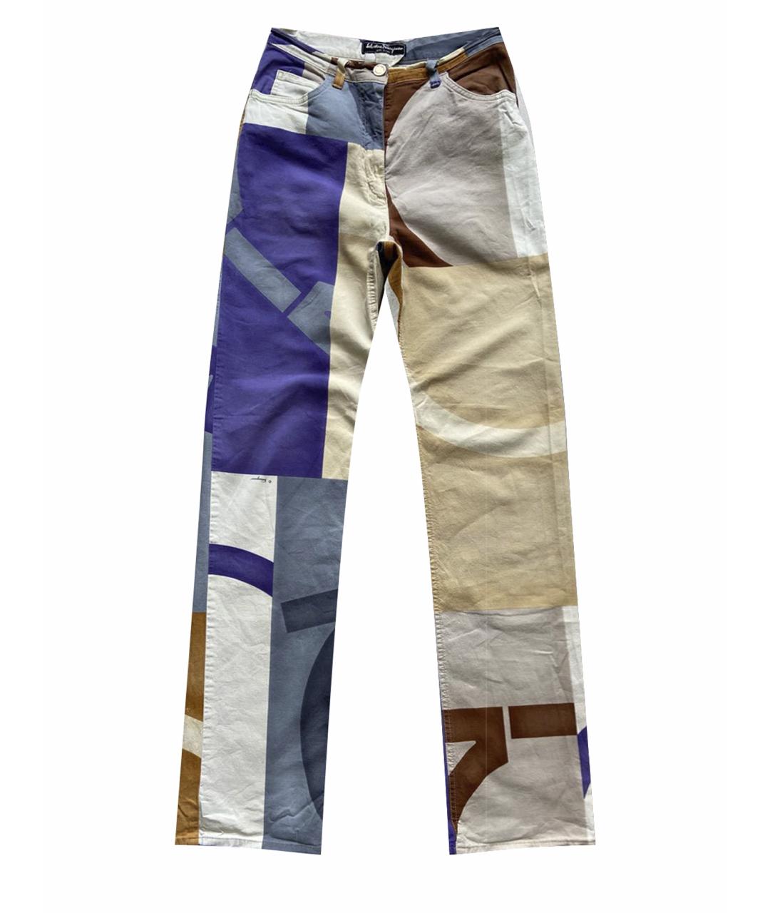 SALVATORE FERRAGAMO Мульти хлопко-эластановые брюки узкие, фото 1