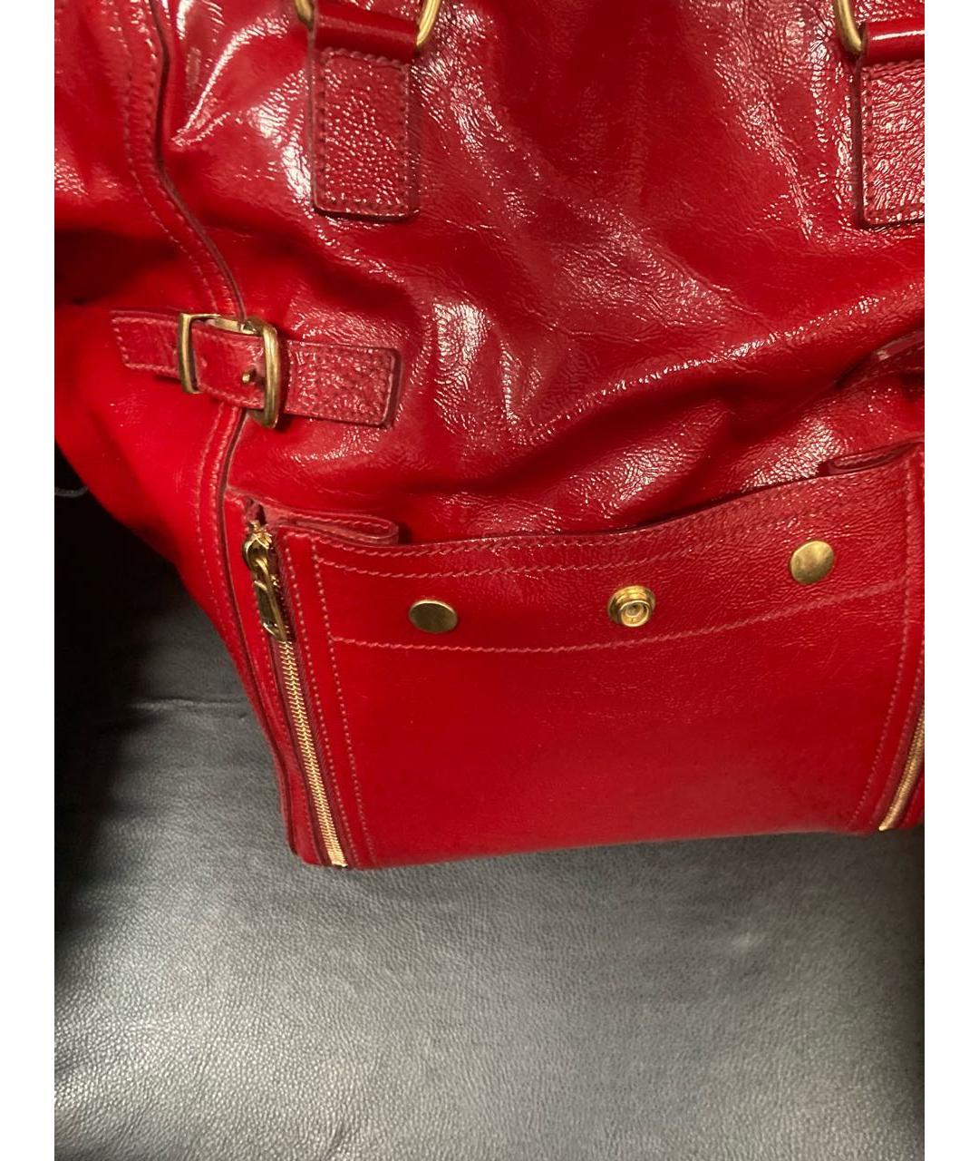 SAINT LAURENT Красная кожаная сумка с короткими ручками, фото 7