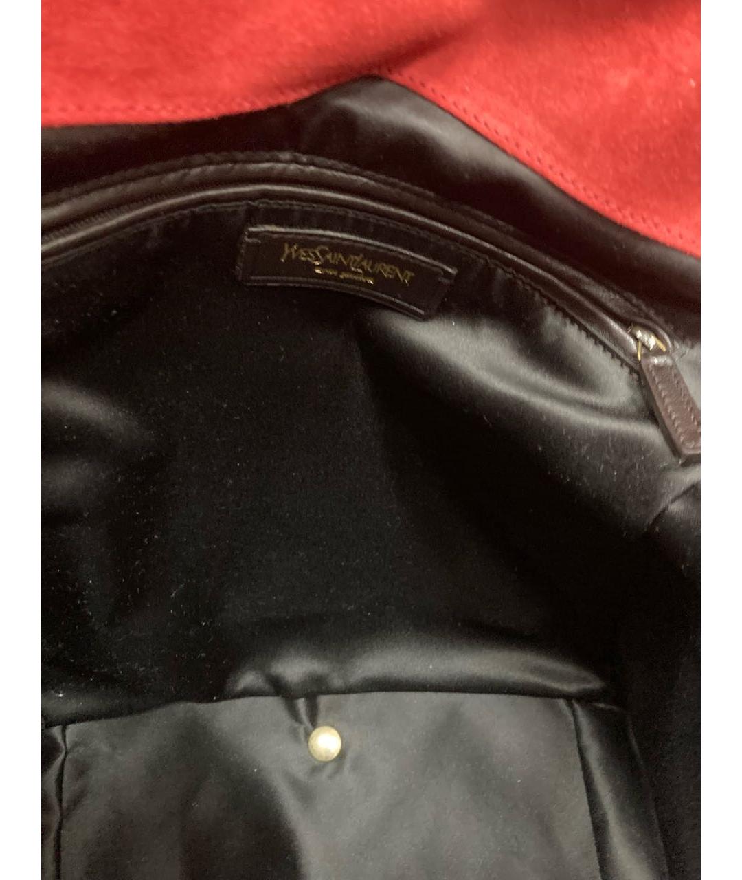SAINT LAURENT Красная кожаная сумка с короткими ручками, фото 5