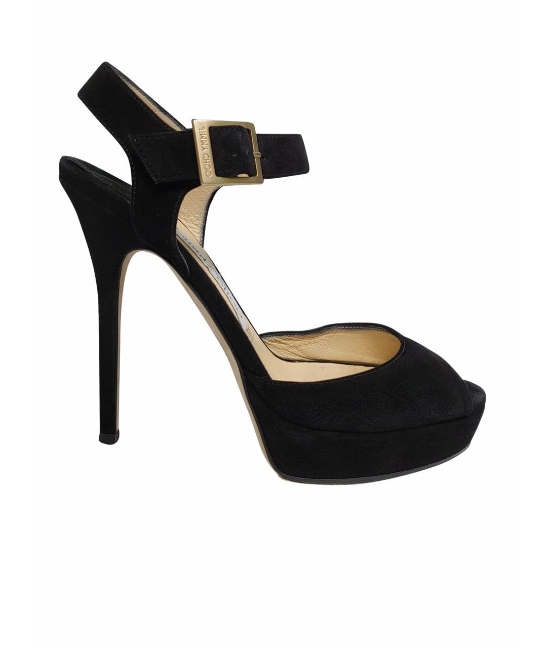 JIMMY CHOO Черные замшевые босоножки, фото 1