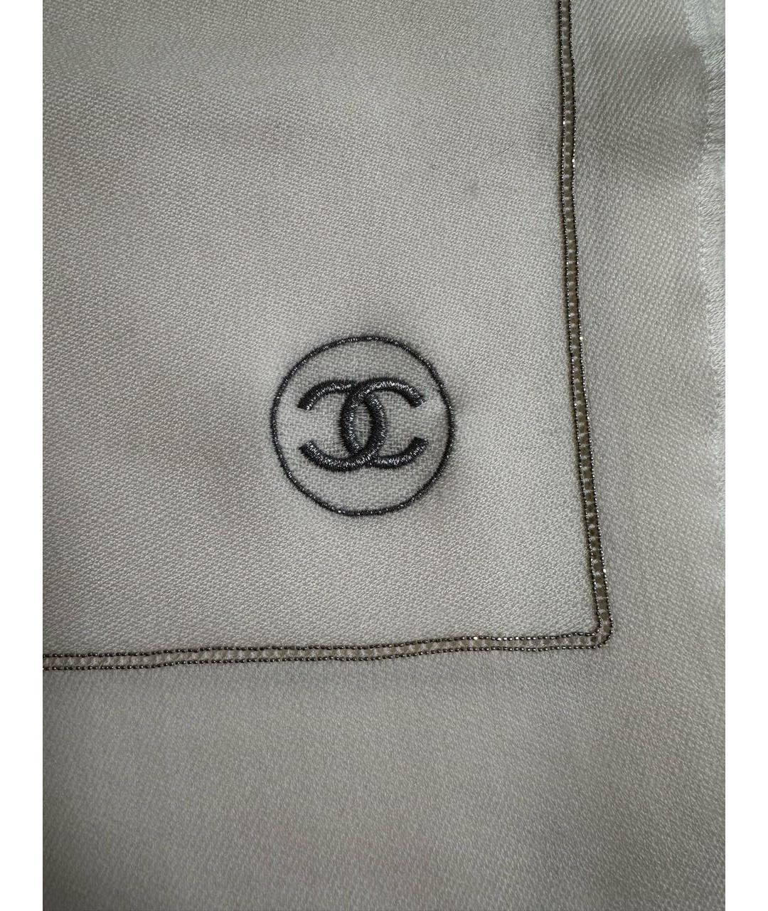 CHANEL Белый шерстяной платок, фото 8