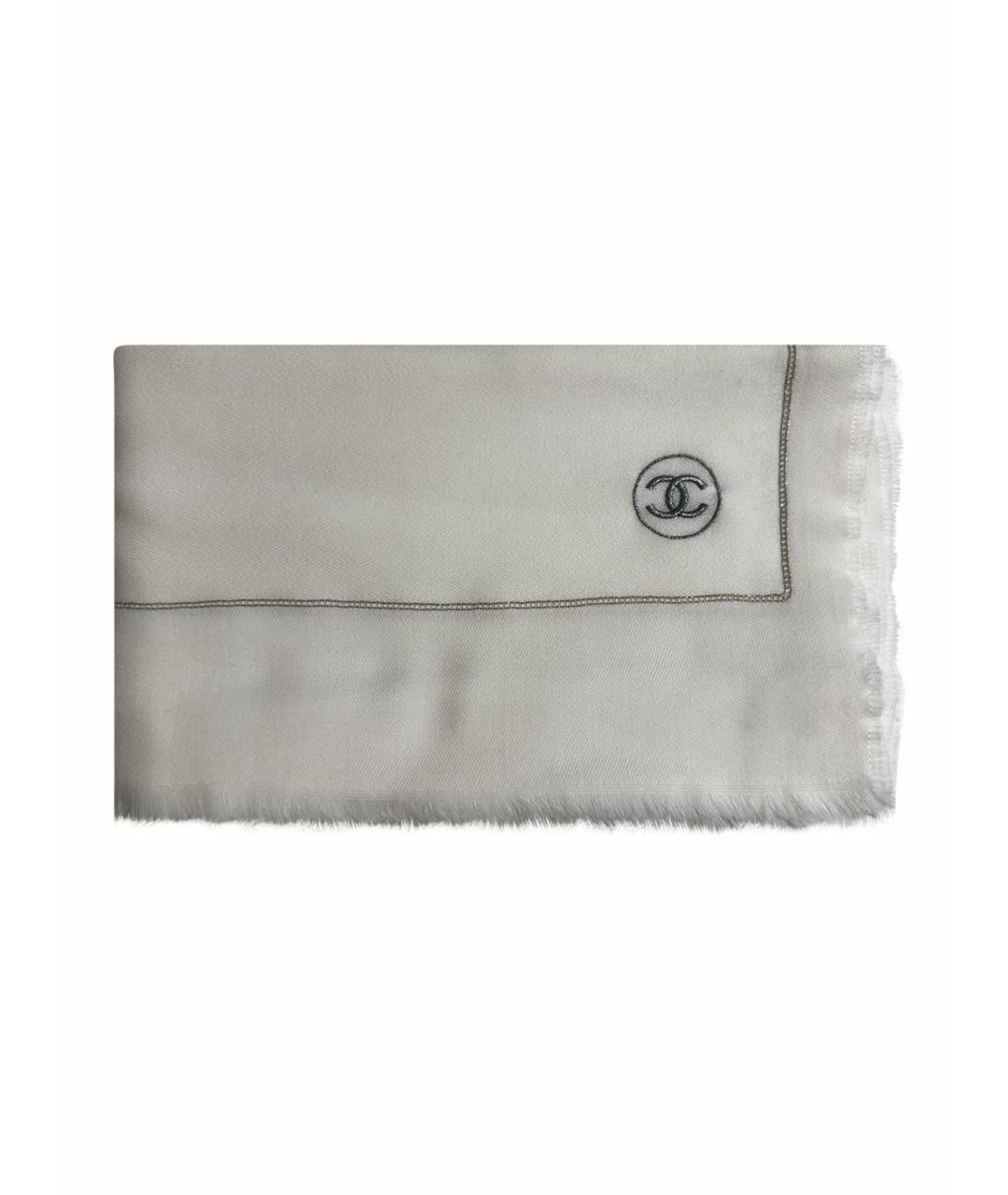 CHANEL Белый шерстяной платок, фото 1