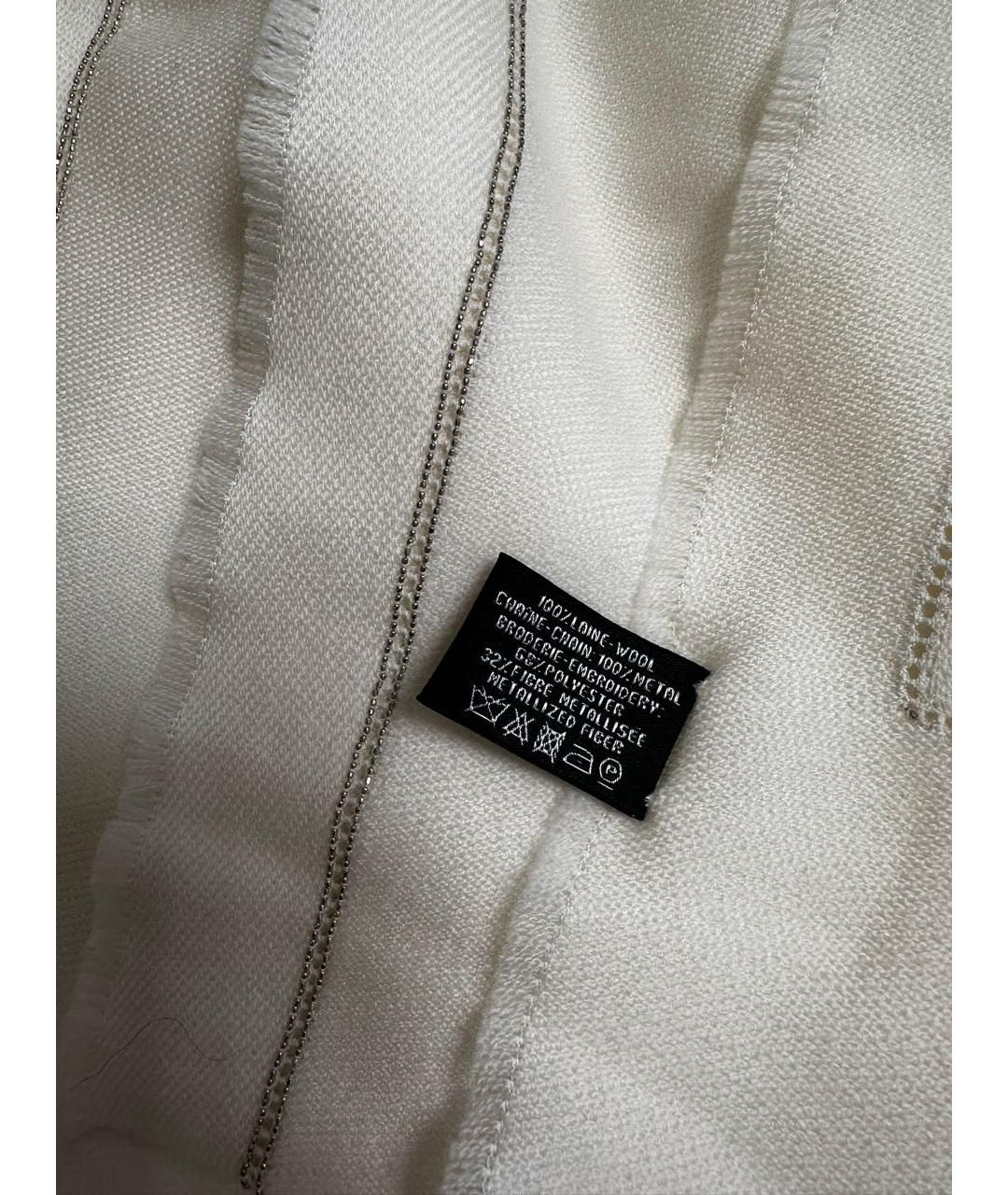 CHANEL Белый шерстяной платок, фото 6