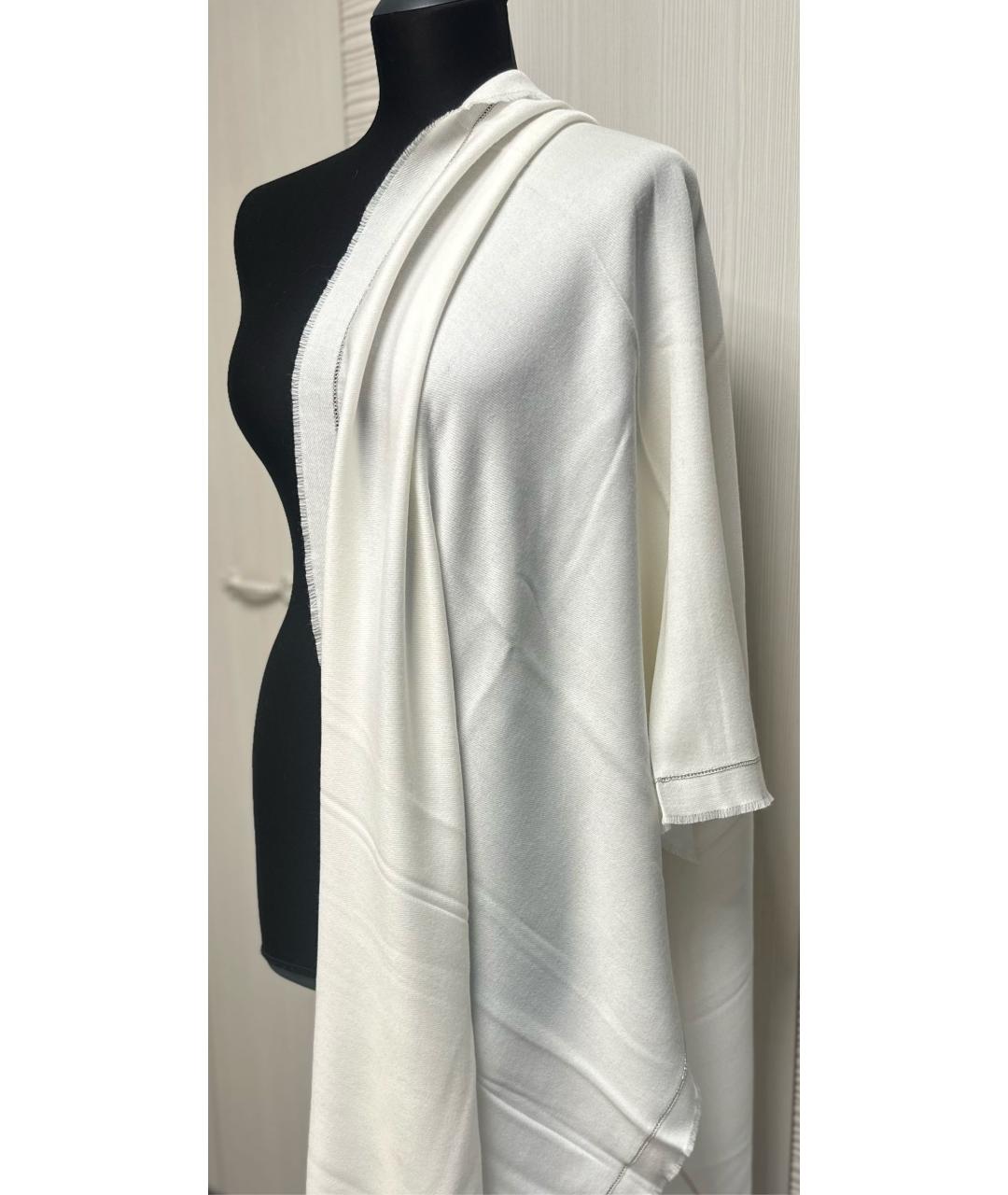 CHANEL Белый шерстяной платок, фото 4