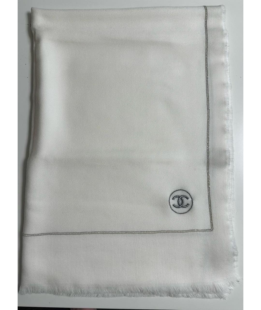CHANEL Белый шерстяной платок, фото 2