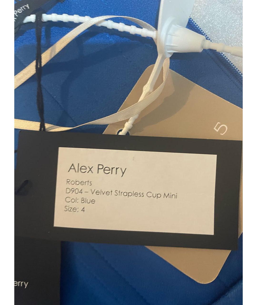 ALEX PERRY Синее бархатное коктейльное платье, фото 5