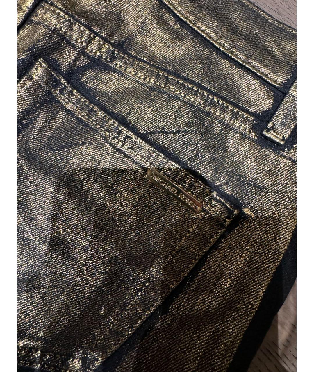 MICHAEL MICHAEL KORS Золотые хлопковые прямые джинсы, фото 3