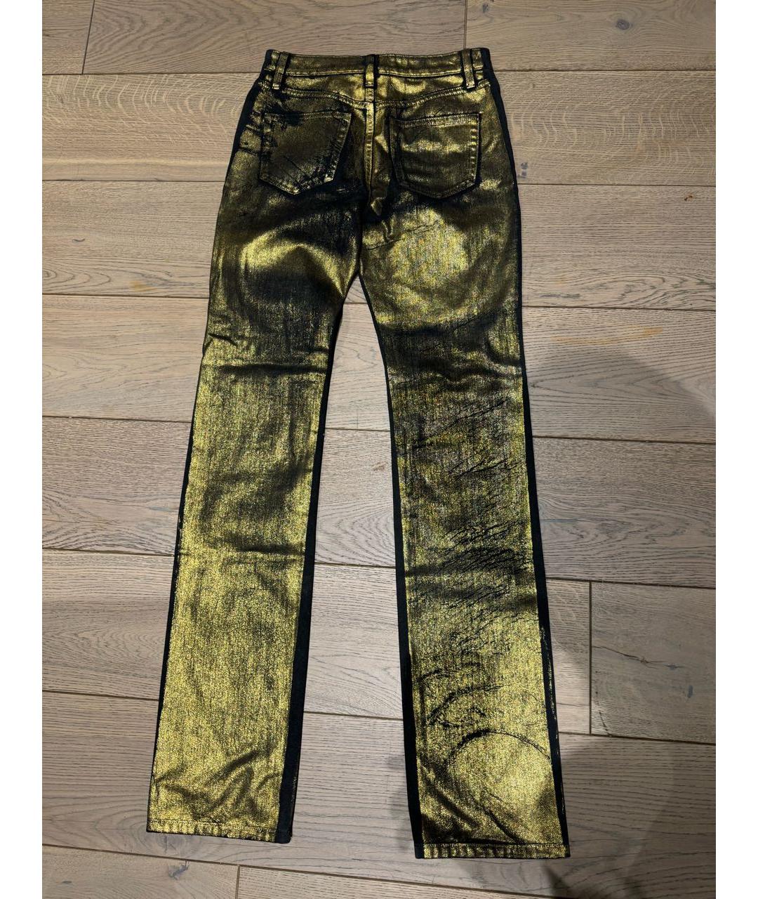 MICHAEL MICHAEL KORS Золотые хлопковые прямые джинсы, фото 2