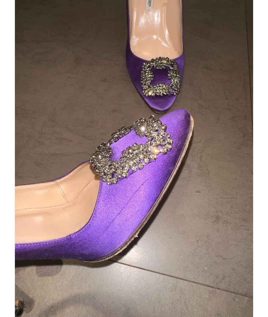 MANOLO BLAHNIK Фиолетовые текстильные туфли, фото 6