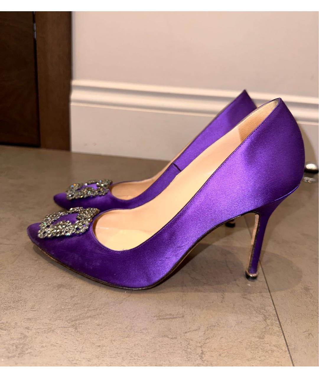 MANOLO BLAHNIK Фиолетовые текстильные туфли, фото 8