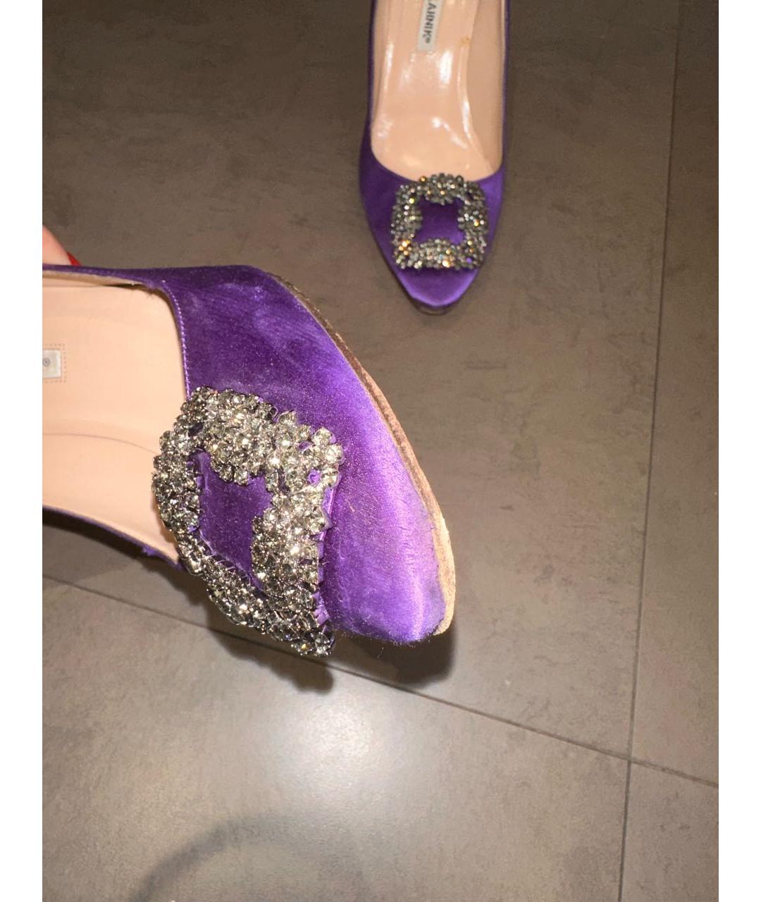 MANOLO BLAHNIK Фиолетовые текстильные туфли, фото 7