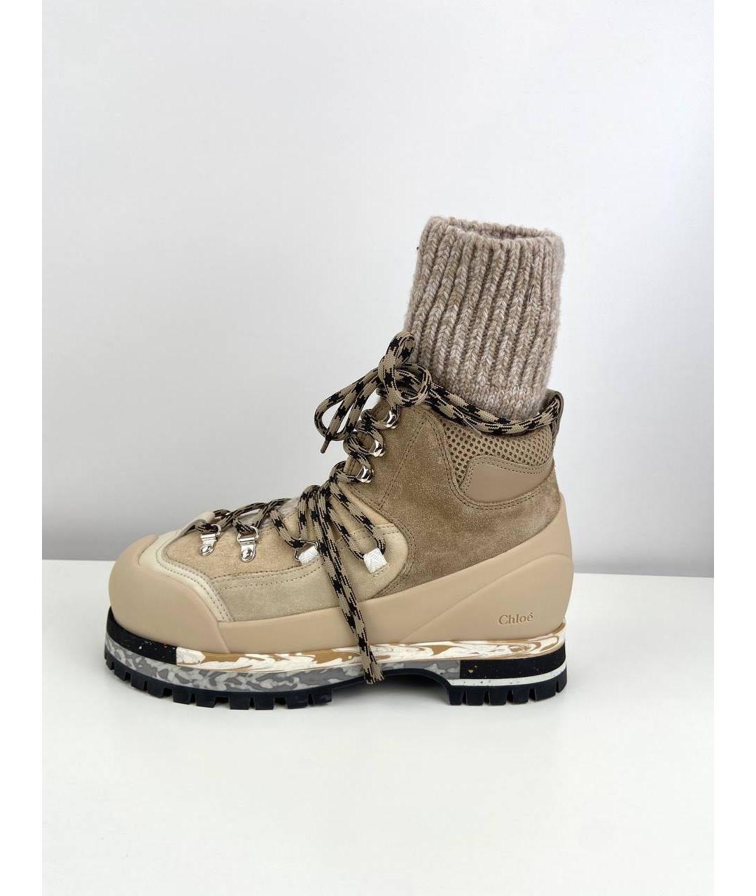 CHLOE Бежевые кожаные ботинки, фото 4