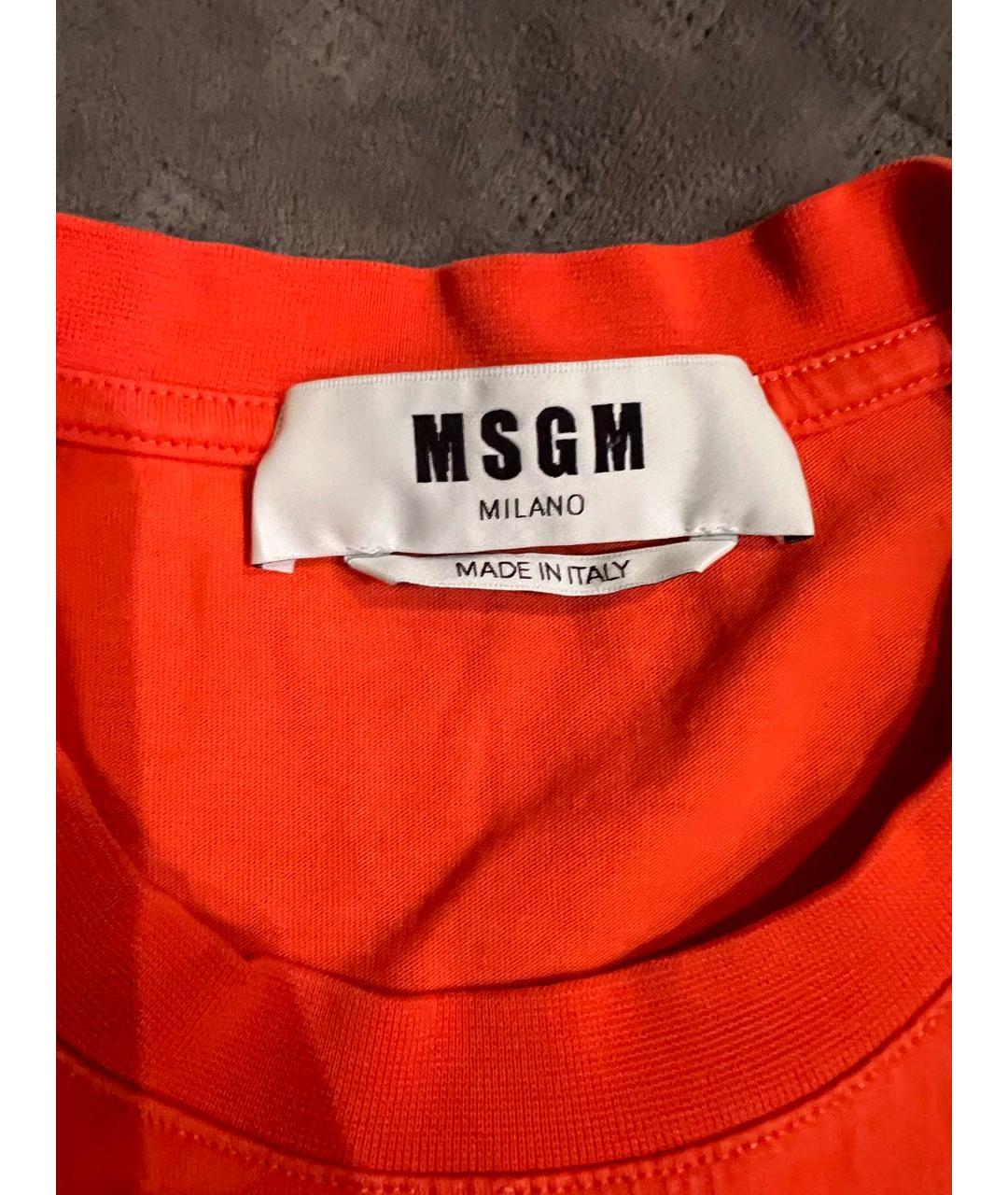 MSGM Оранжевая хлопковая футболка, фото 3