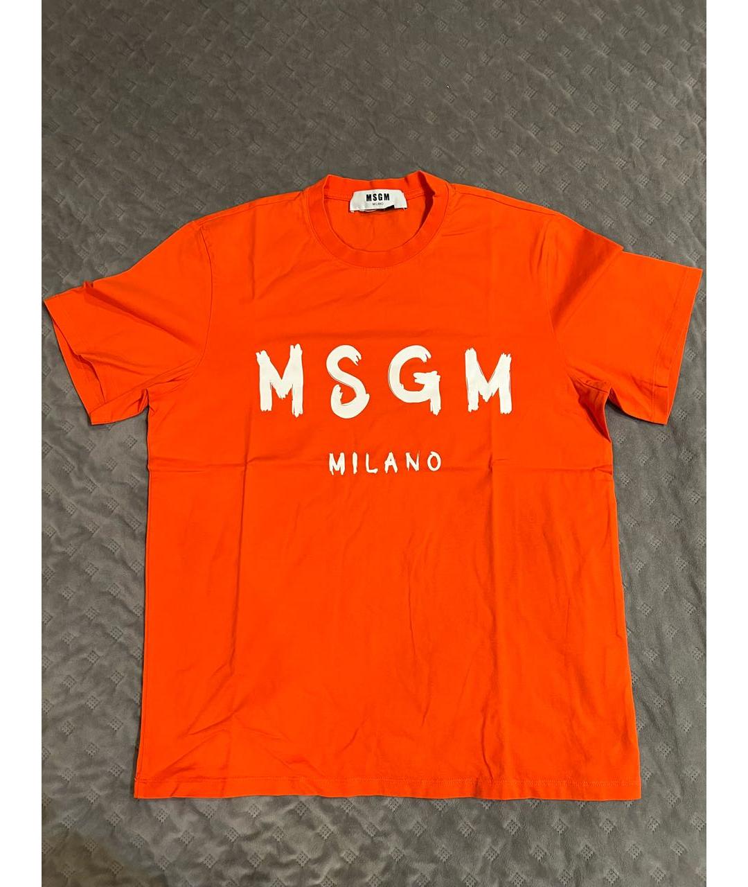 MSGM Оранжевая хлопковая футболка, фото 4