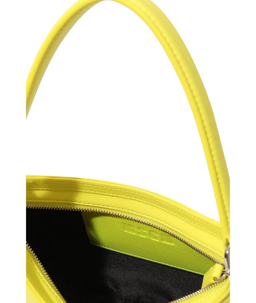 MSGM Желтая кожаная сумка с короткими ручками, фото 4