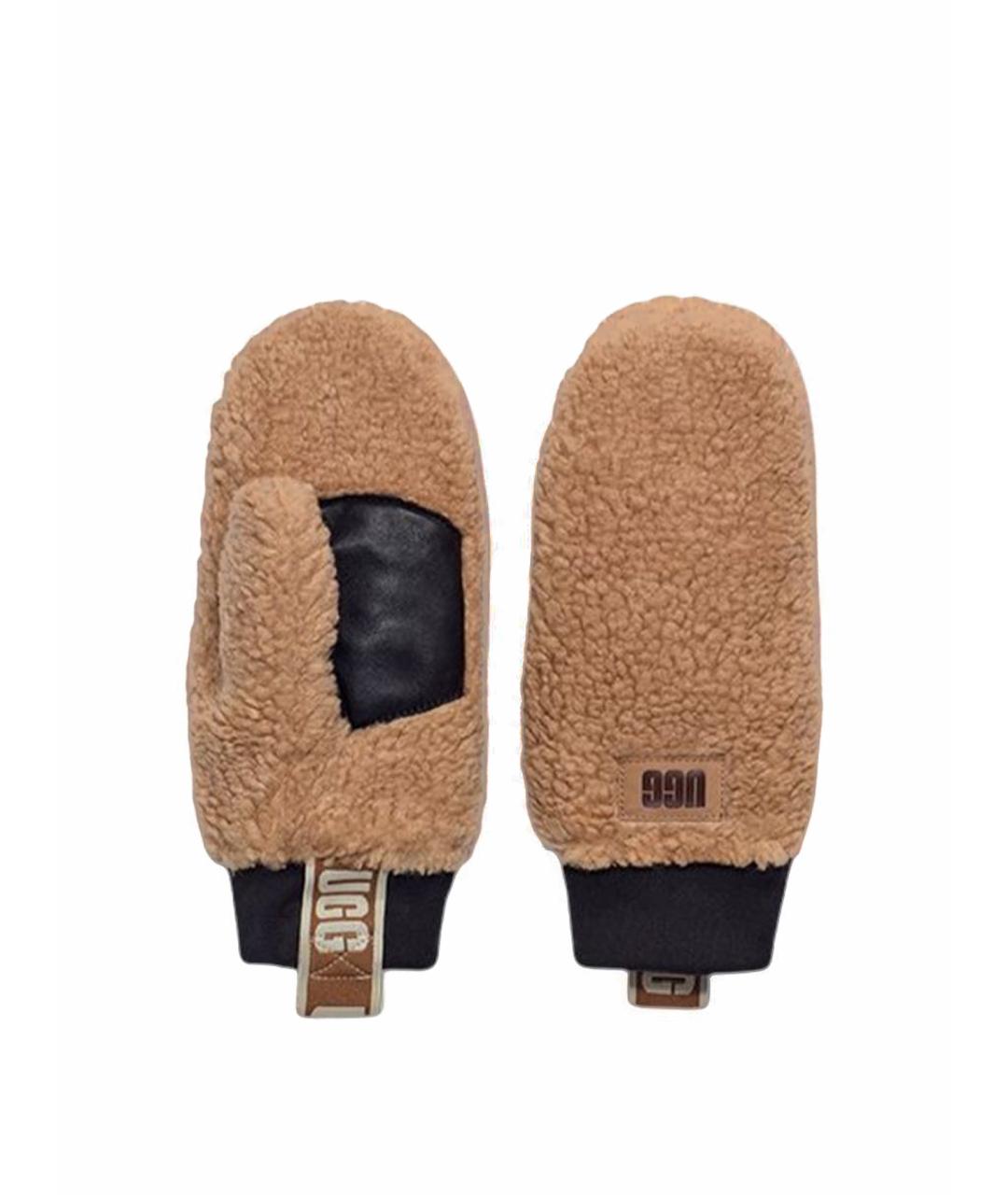 UGG AUSTRALIA Коричневые шерстяные варежки, фото 1