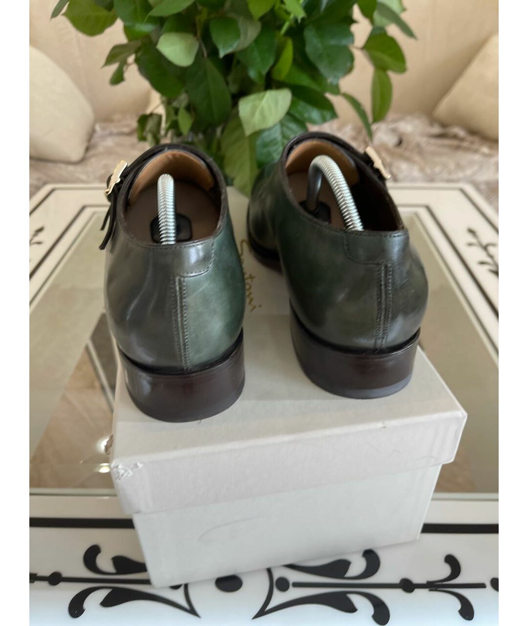 SANTONI Зеленые кожаные туфли, фото 4