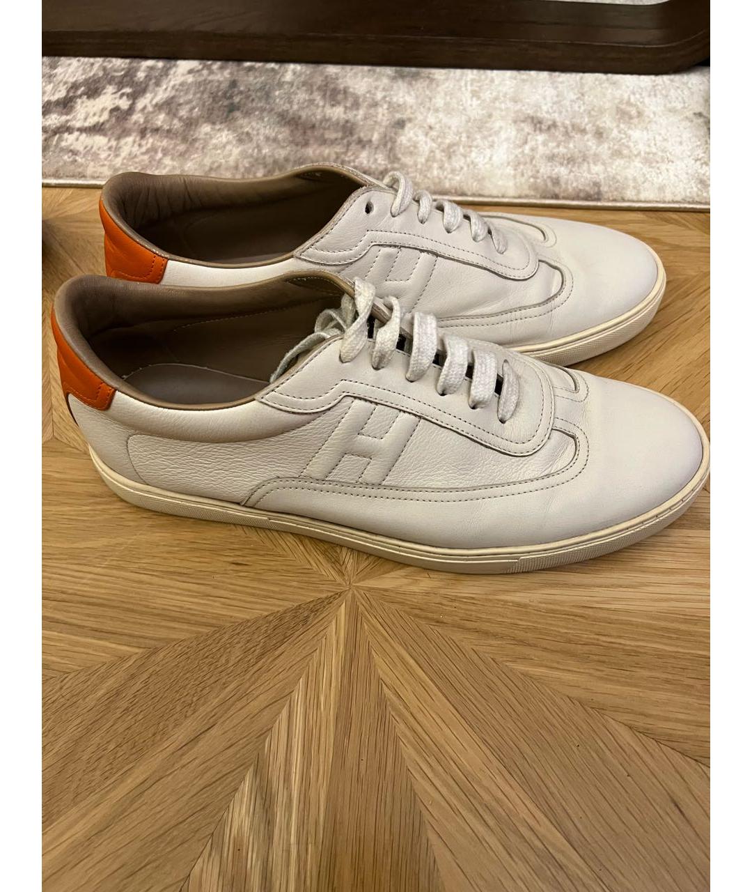 HERMES PRE-OWNED Белые кожаные низкие кроссовки / кеды, фото 5
