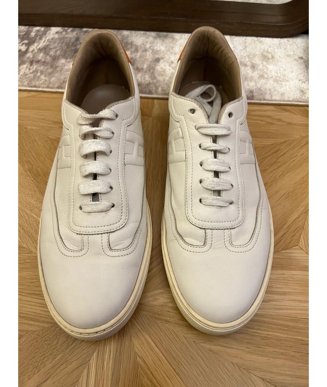 HERMES PRE-OWNED Белые кожаные низкие кроссовки / кеды, фото 4