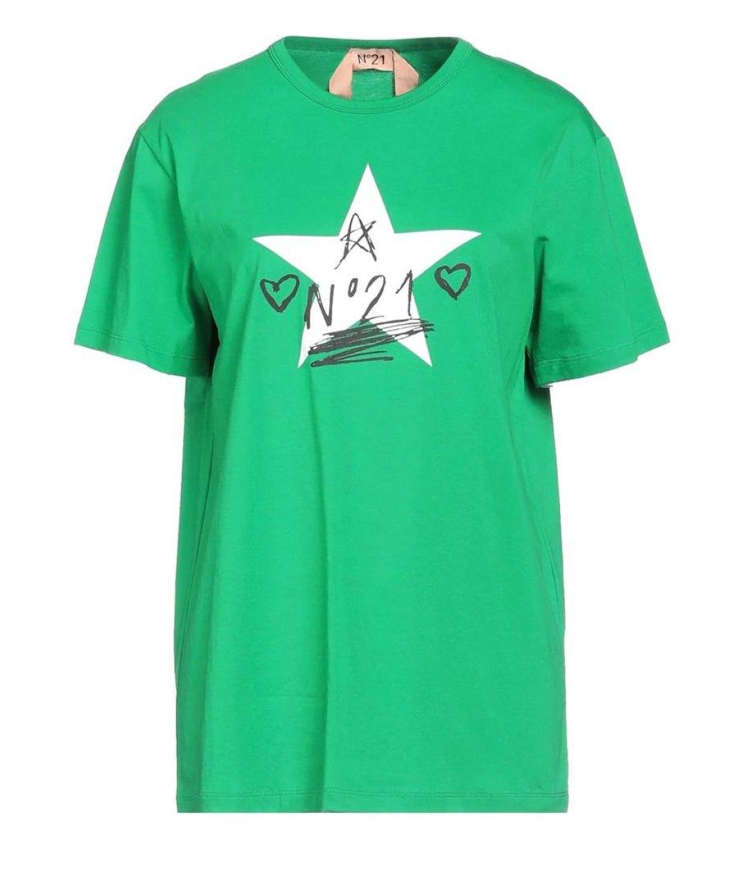 NO. 21 Зеленая хлопковая футболка, фото 7