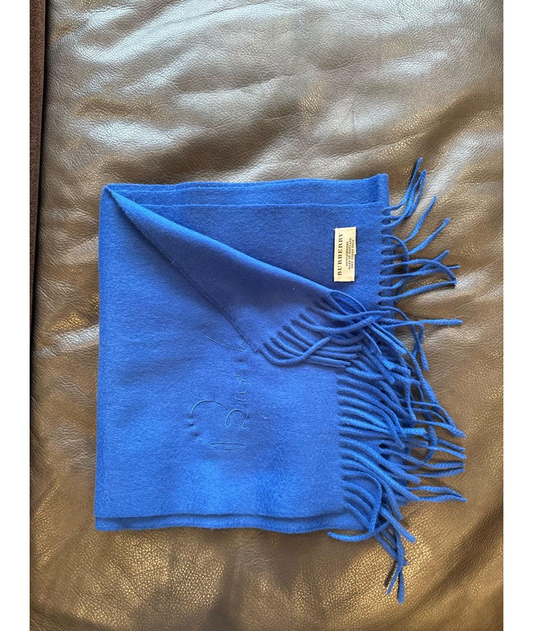 BURBERRY Синий кашемировый шарф, фото 4
