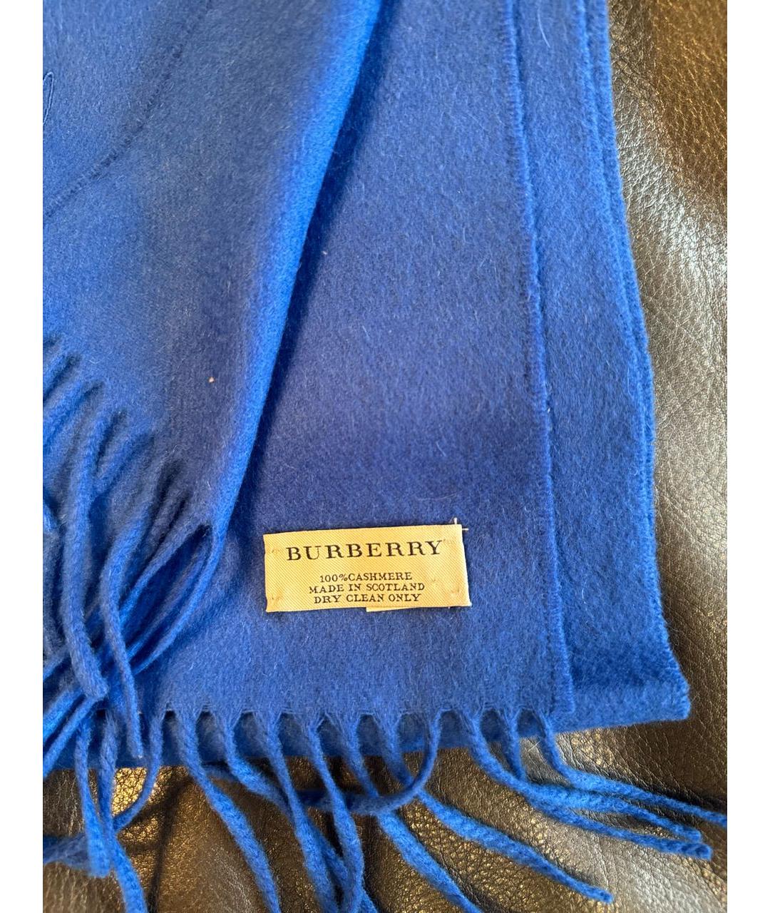 BURBERRY Синий кашемировый шарф, фото 3