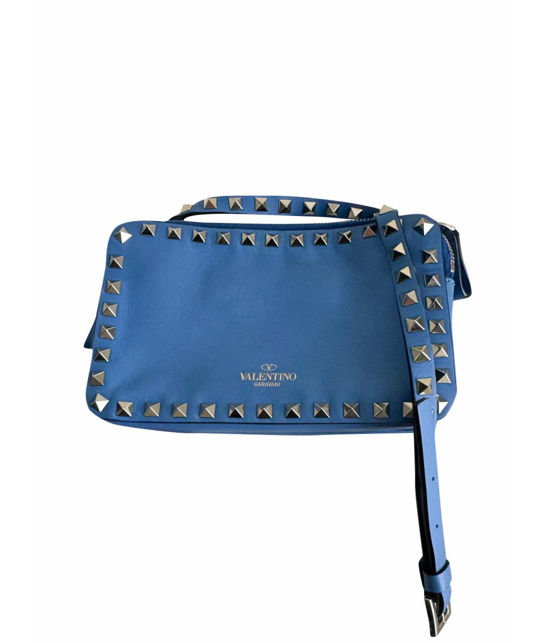 VALENTINO Голубая кожаная сумка через плечо, фото 1