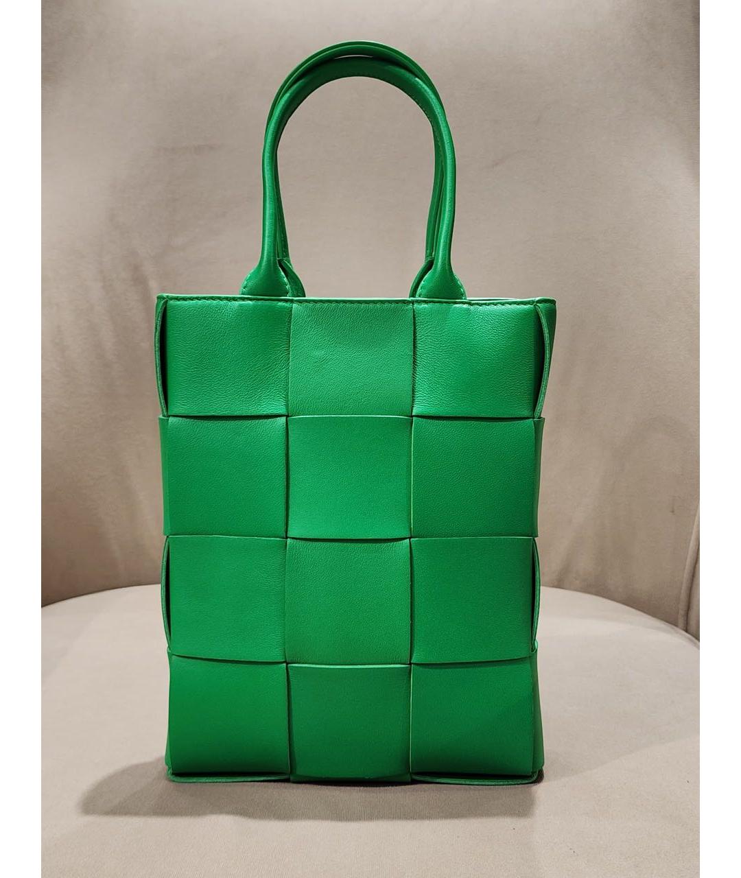 BOTTEGA VENETA Зеленая кожаная сумка тоут, фото 4
