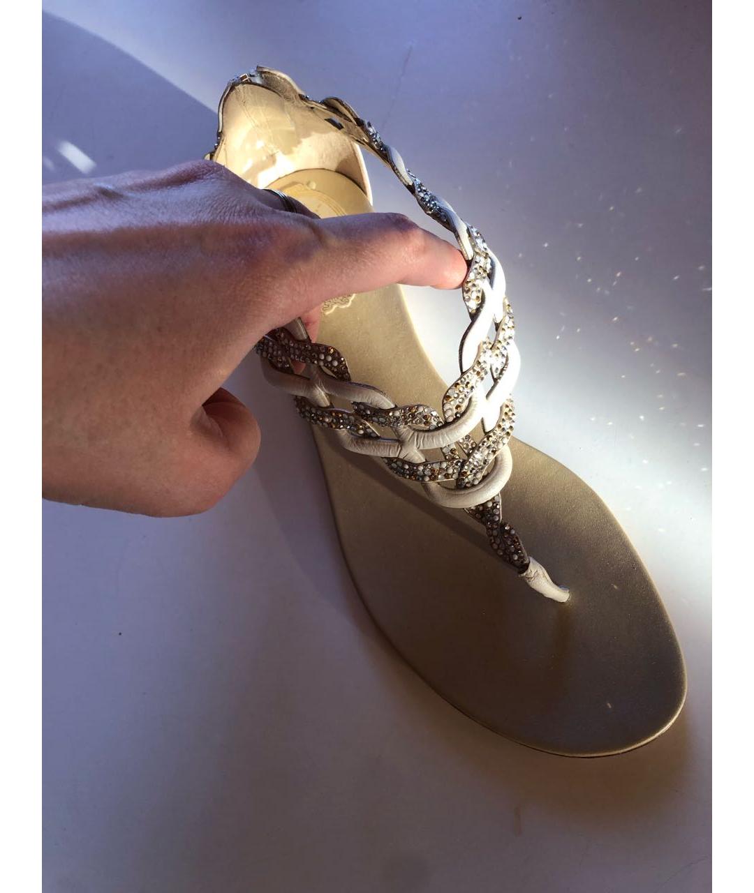RENE CAOVILLA Белые кожаные сандалии, фото 6