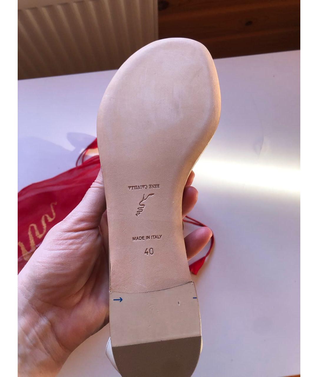RENE CAOVILLA Белые кожаные сандалии, фото 7