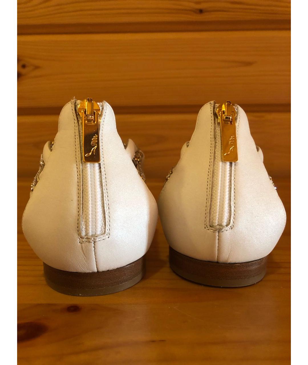 RENE CAOVILLA Белые кожаные сандалии, фото 4