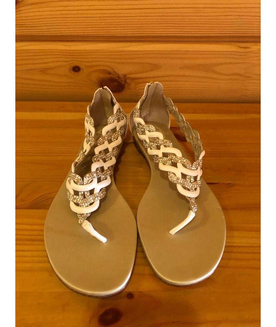 RENE CAOVILLA Белые кожаные сандалии, фото 2