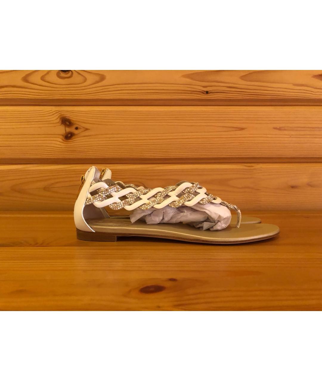 RENE CAOVILLA Белые кожаные сандалии, фото 9