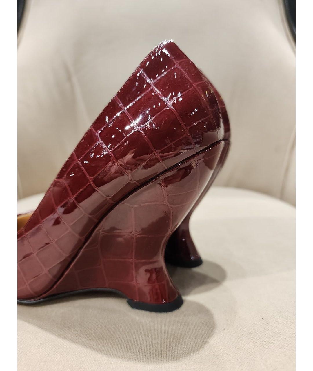 BOTTEGA VENETA Бордовые кожаные туфли, фото 3