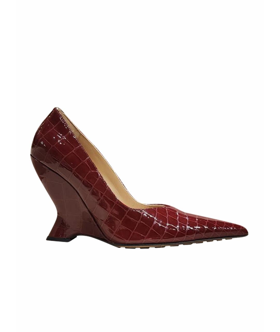 BOTTEGA VENETA Бордовые кожаные туфли, фото 1