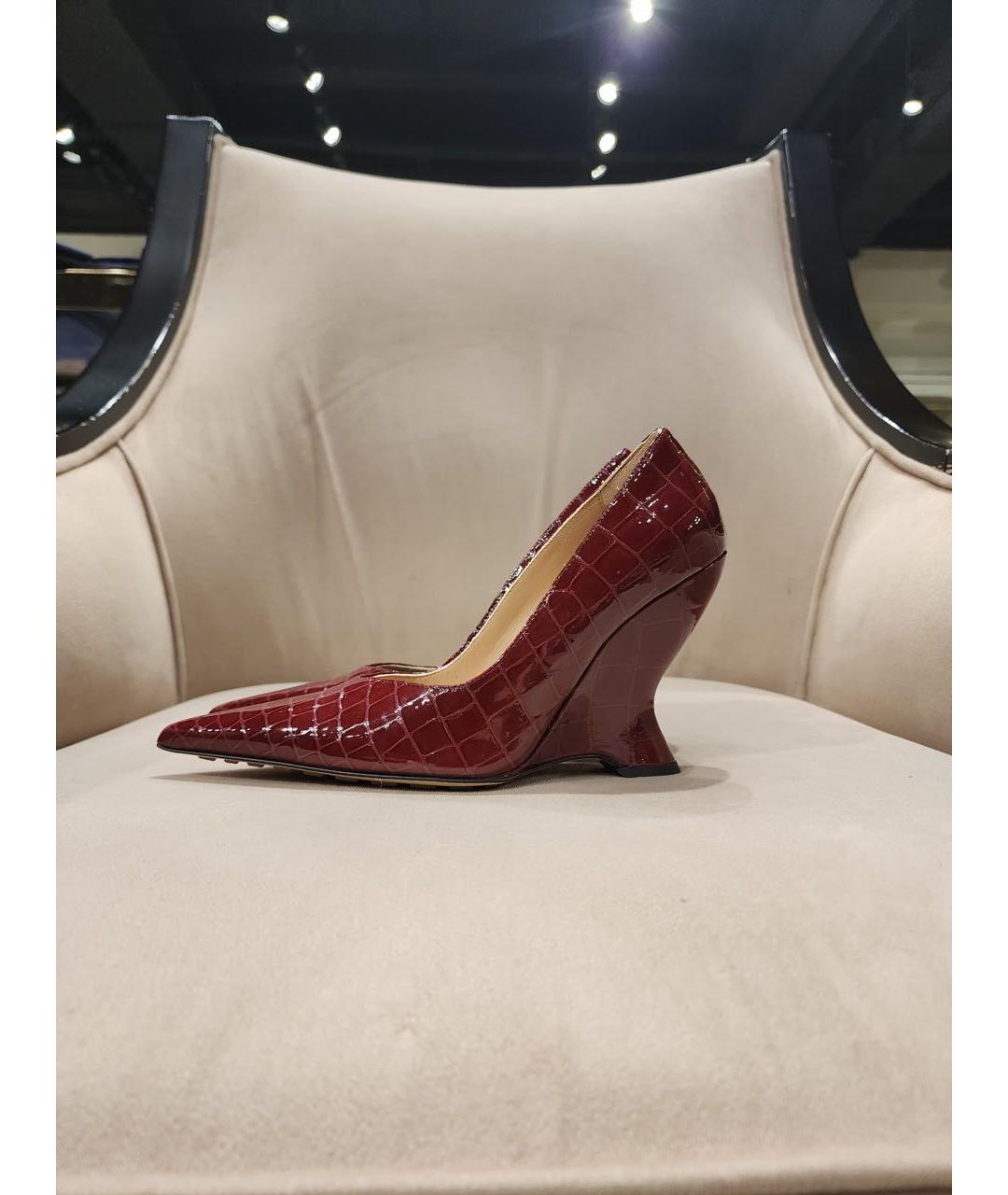 BOTTEGA VENETA Бордовые кожаные туфли, фото 4