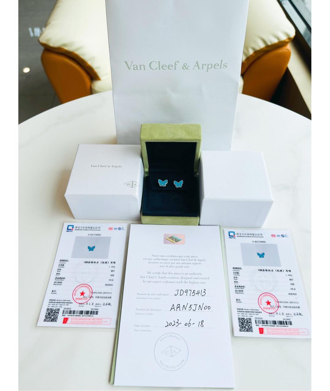 VAN CLEEF & ARPELS Бирюзовые серьги из белого золота, фото 7