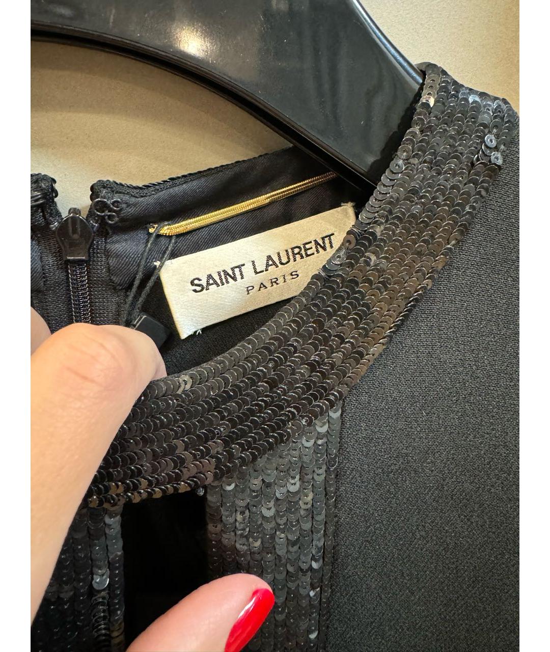 SAINT LAURENT Черное ацетатное платье, фото 3