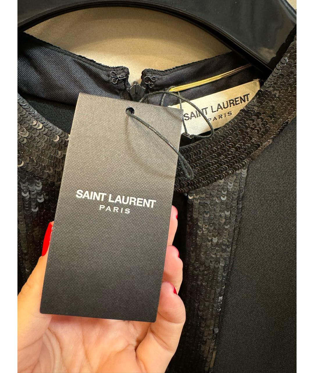 SAINT LAURENT Черное ацетатное платье, фото 4