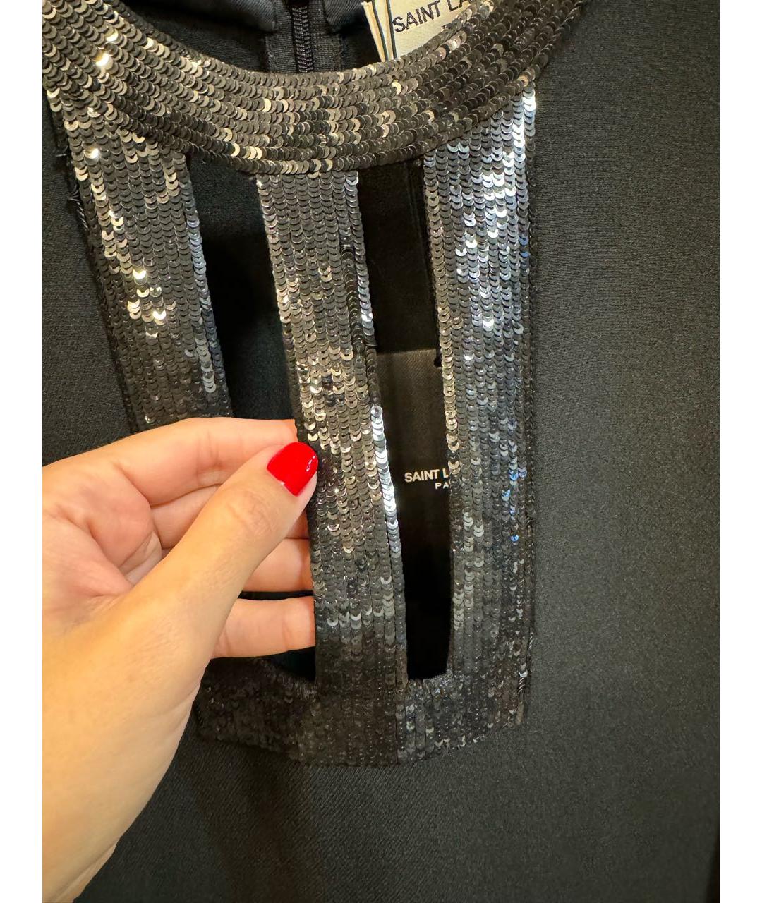SAINT LAURENT Черное ацетатное платье, фото 8