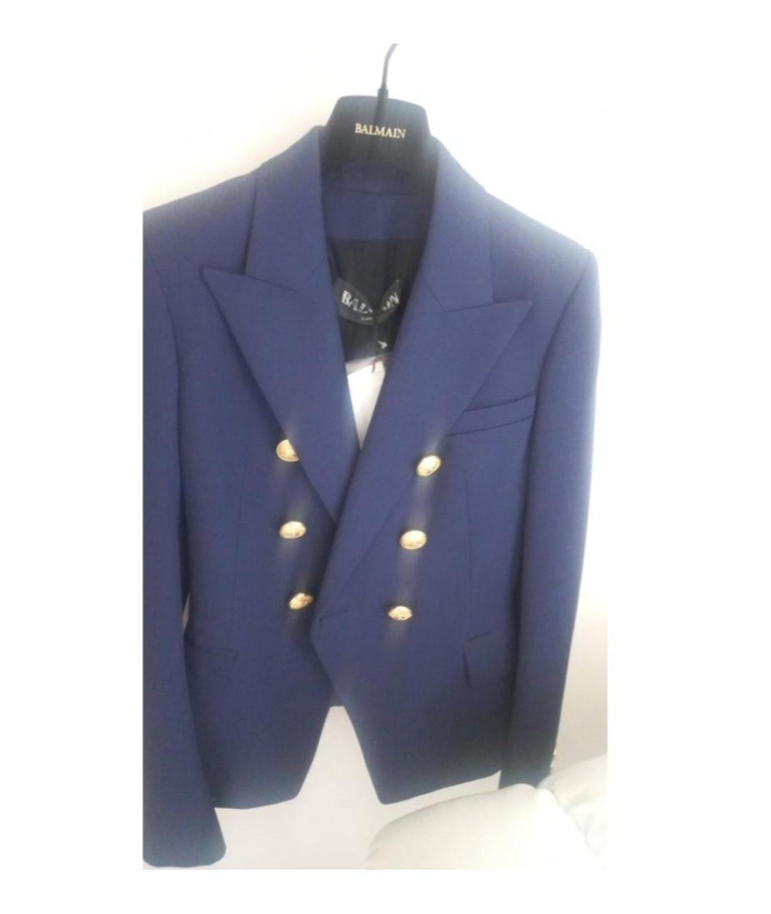 BALMAIN Темно-синий шерстяной жакет/пиджак, фото 6