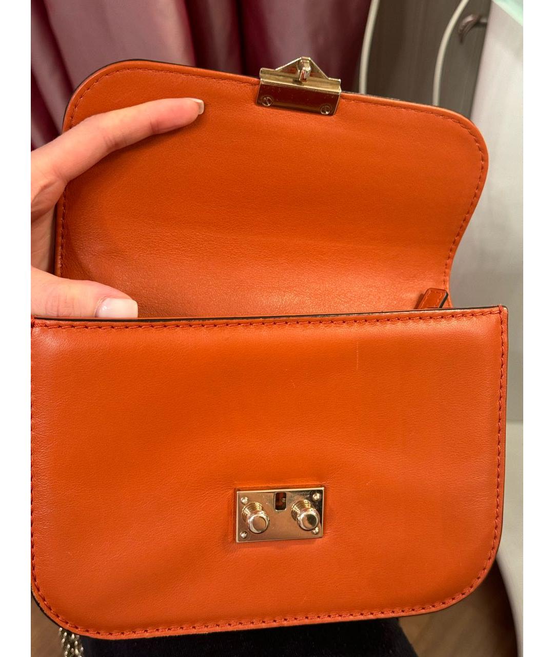 VALENTINO Оранжевая кожаная сумка через плечо, фото 6
