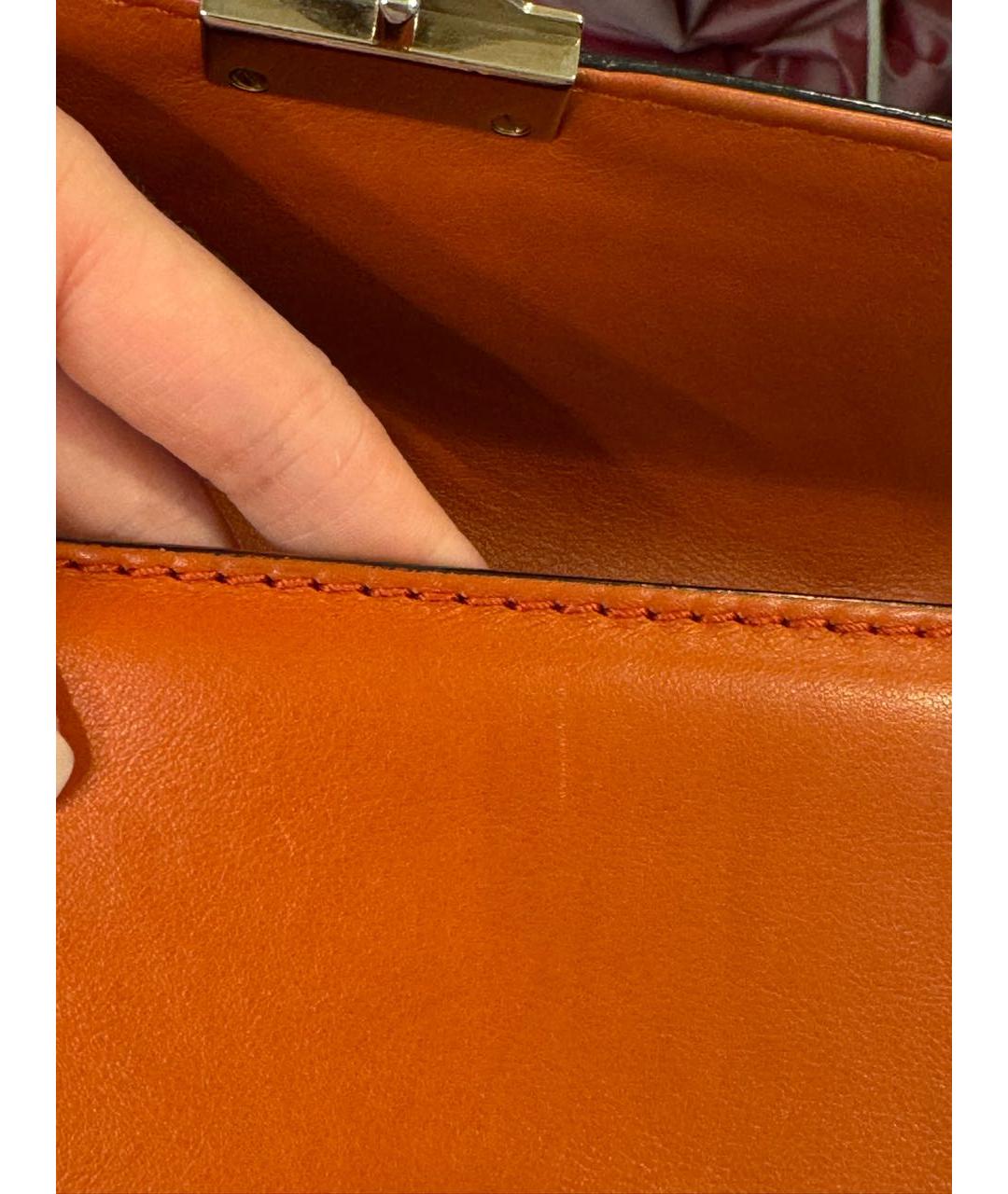 VALENTINO Оранжевая кожаная сумка через плечо, фото 7