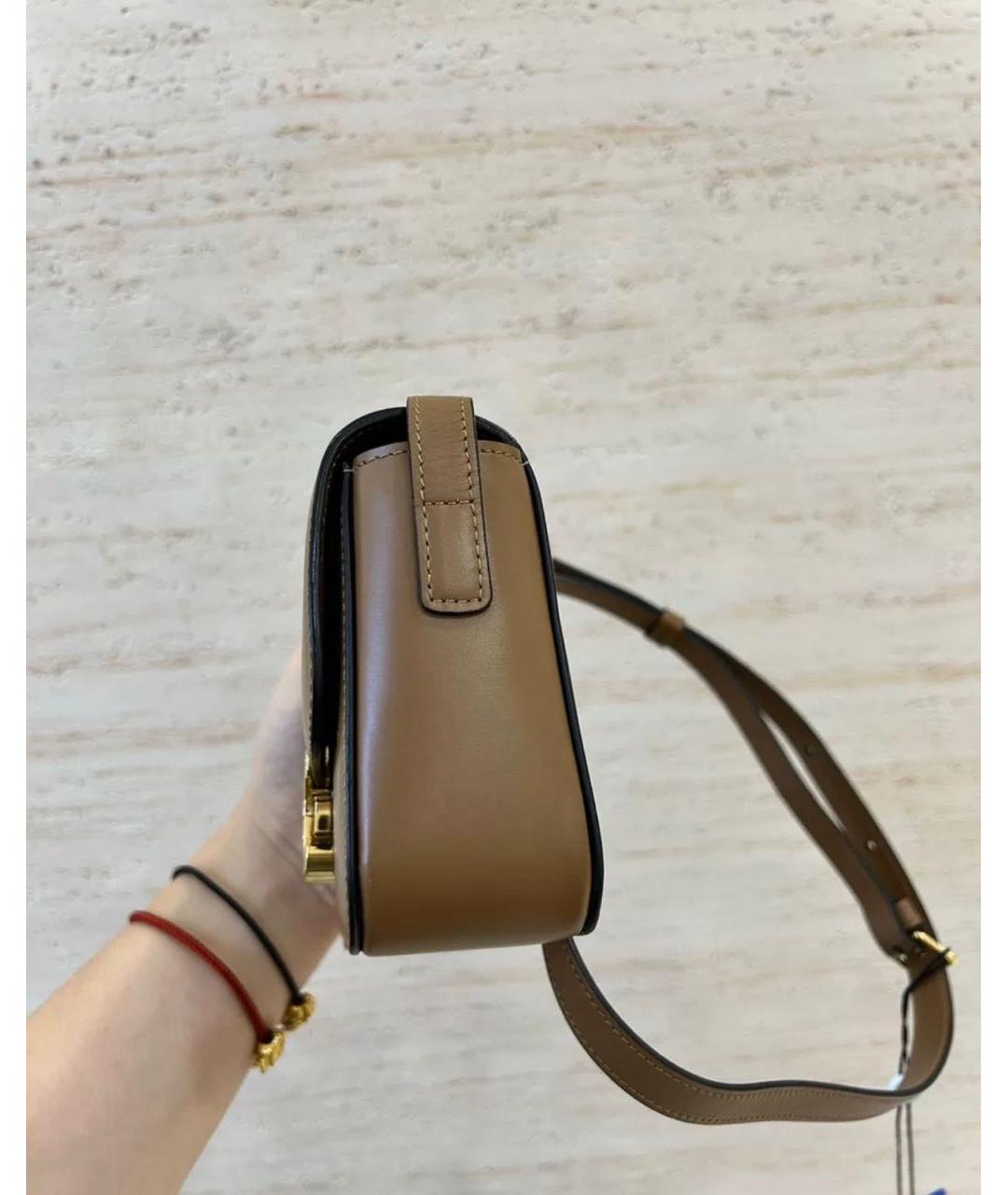 CELINE Коричневая кожаная сумка через плечо, фото 4