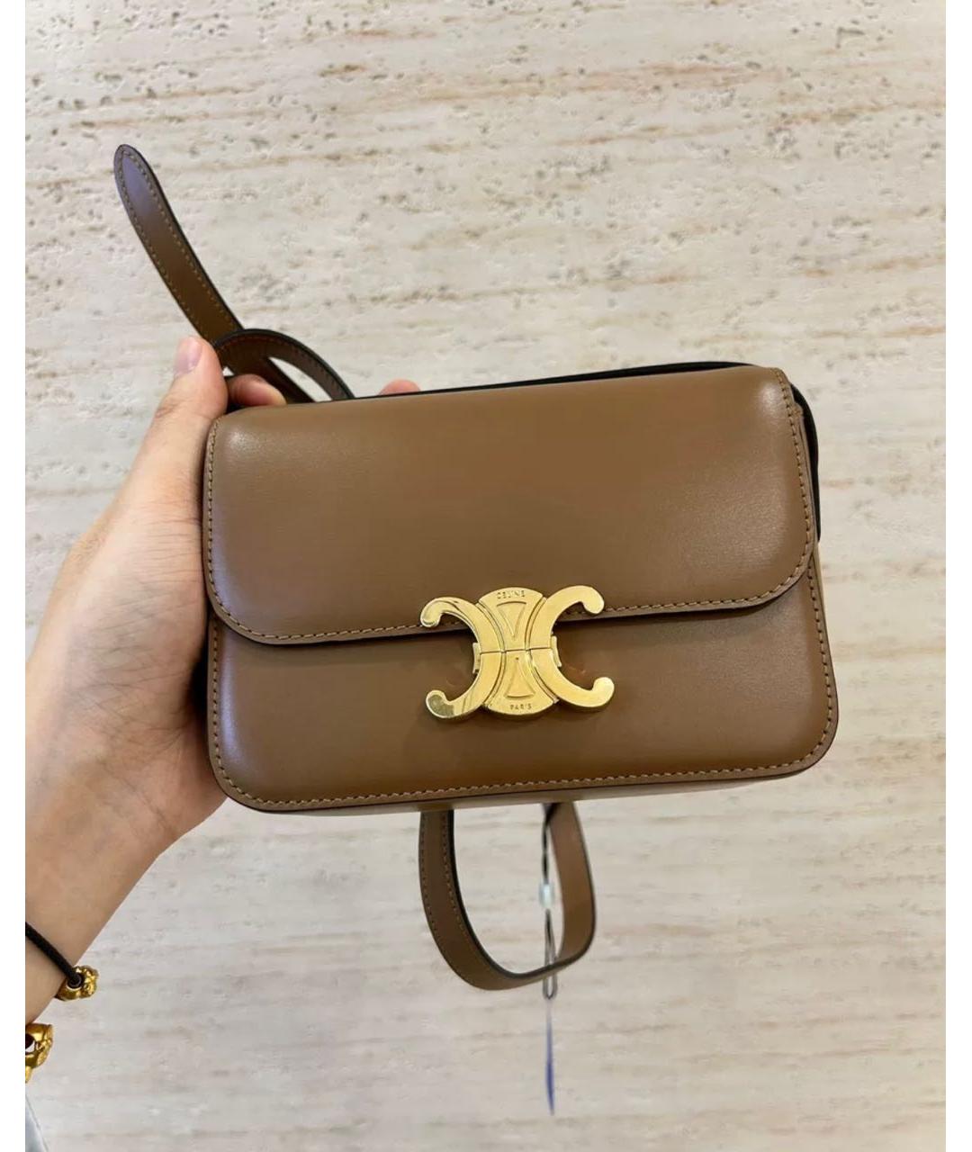 CELINE Коричневая кожаная сумка через плечо, фото 2