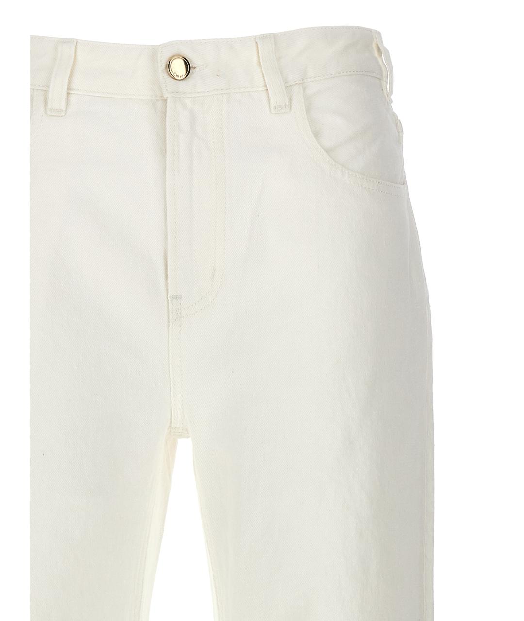 CHLOE Белые хлопковые прямые джинсы, фото 3