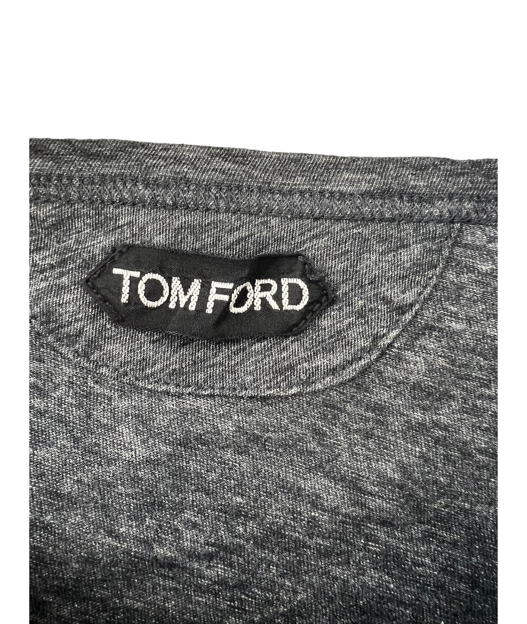 TOM FORD Серая хлопковая футболка, фото 2