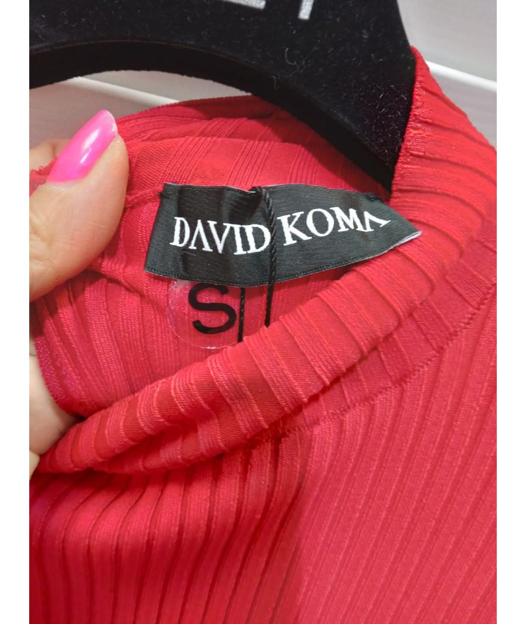 DAVID KOMA Красное вискозное коктейльное платье, фото 3