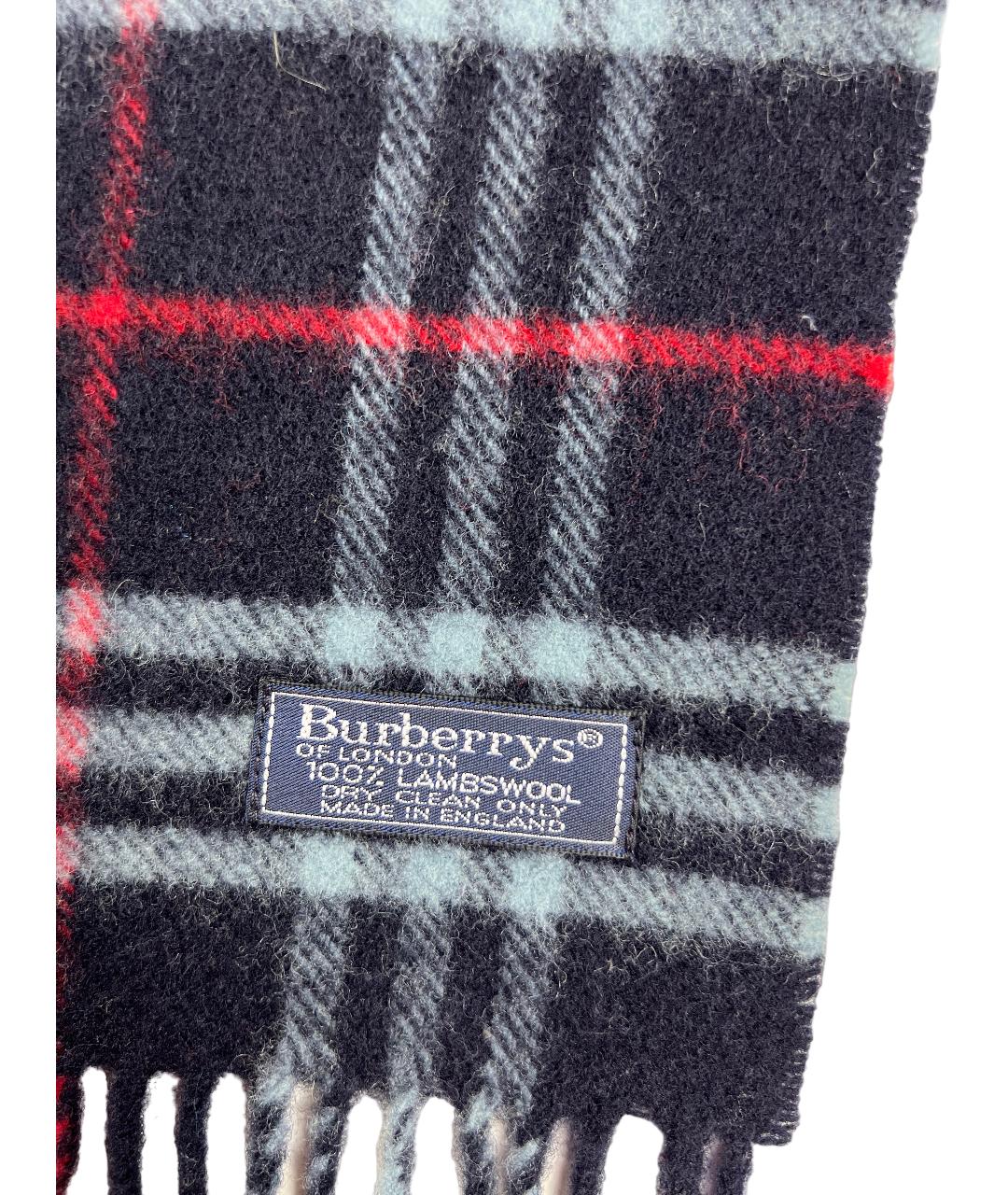 BURBERRY Темно-синий шерстяной шарф, фото 3