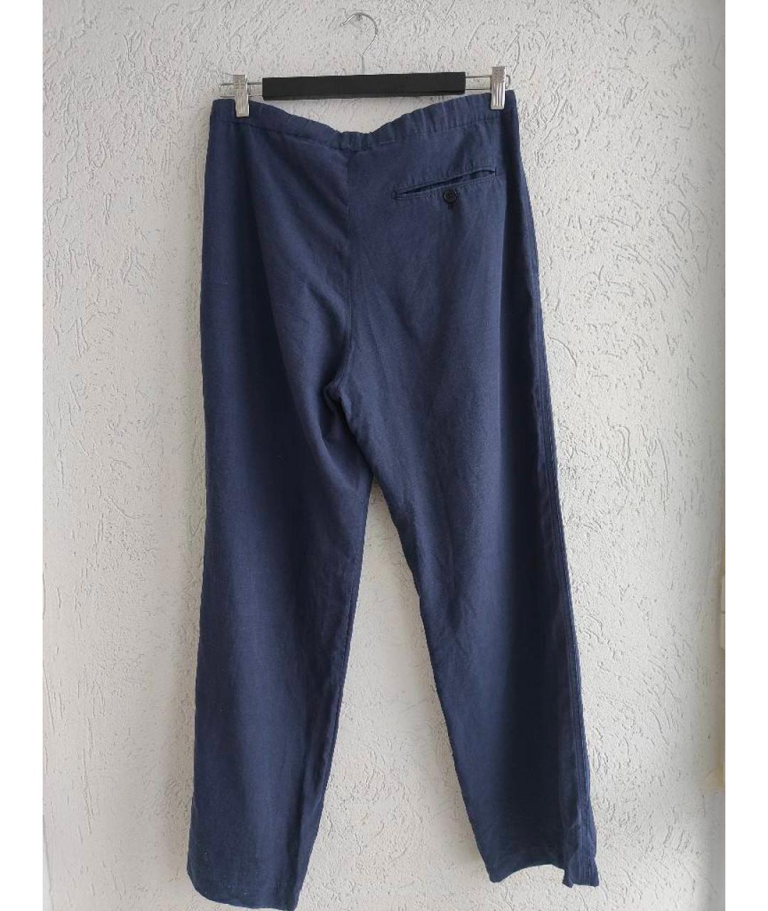 HERMES PRE-OWNED Темно-синие льняные повседневные брюки, фото 4